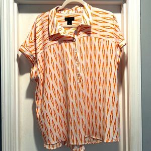 Orange and white Print Blouse. EUC